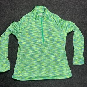 Under Armour Womens Pullover Sweatshirt Green Half Zip Heathered Semi Fitted XL